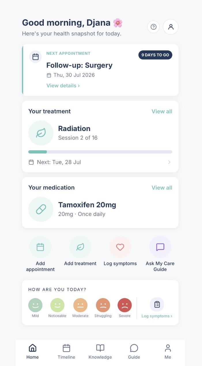 Care Companion home screen