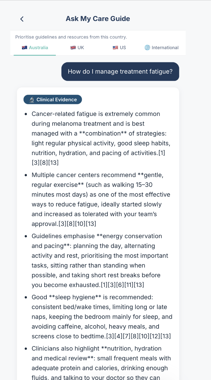 Clinical Evidence section of an AI answer